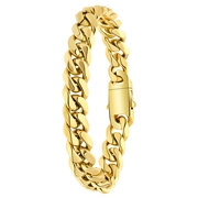 Vergoldetes Armband aus recyceltem Edelstahl mit Gourmetgliedern (1068596)