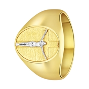 Gerecycled stalen goldplated ring met kruis (1068598)