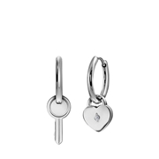 Stalen oorringen met sleutel en hart zirkonia (1068555)