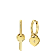 Stalen goldplated oorringen met sleutel zirkonia (1068556)