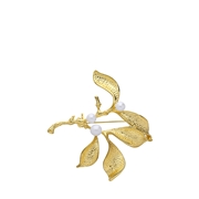 Goudkleurige bijoux broche bloem met parel (1068874)