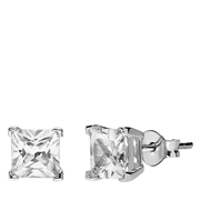 Viereckige Silber-Ohrringe mit weißen Zirkonia (1068746)