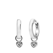 Zilveren oorringen met hanger hart zirkonia wit (1068381)