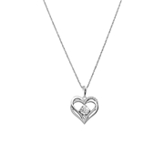 Zilveren ketting met hanger dubbel hart zirkonia (1068803)