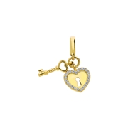 Zilveren goldplated bedel hart en sleutel (1069124)