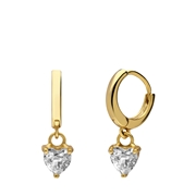 Vergoldete Silber-Ohrringe mit zirkoniabesetztem Herz-Anhänger (1068765)