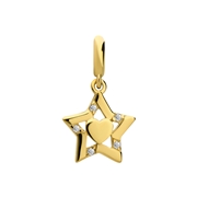 Charm aus 925er Silber, vergoldet, Stern mit Herz (1069098)