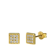 Vergoldete Silber-Ohrringe für Jungen, viereckig, 6 mm (1068904)