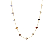 Halskette aus Edelstahl, vergoldet, mit mehrfarbigen Glasperlen (1069316)
