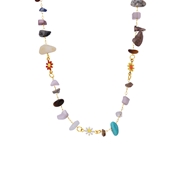 Halskette aus Edelstahl, vergoldet, mit Glasperlen und Blumen (1069318)
