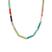 Halskette aus Edelstahl, vergoldet, mit Glasperlen, mehrfarbig (1069326)