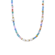 Halskette, Edelstahl, vergoldet, Perlen mit Glasperlen (1069336)