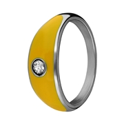 Stalen ring met gele emaille en zirkonia (1069522)