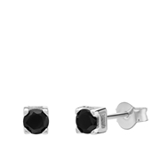 Silber-Ohrringe für Jungen mit schwarzem Zirkoniastein, 4 mm (1068907)