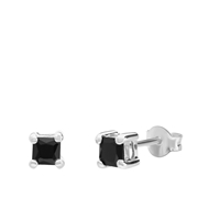 Silber-Ohrringe für Jungen mit schwarzem Zirkoniastein (1068909)