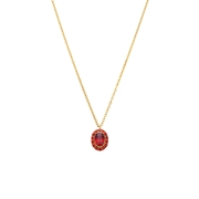 Halskette aus Edelstahl, vergoldet, Vintage-Blume, Rot (1069347)