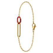 Stalen goldplated armband met fuchsia emaille (1069509)