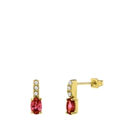 Stalen goldplated oorknoppen vintage ruby (1069361)