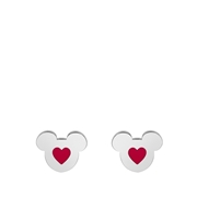 Ohrringe aus Edelstahl, Mickey Mouse, mit rotem Herz (1069607)