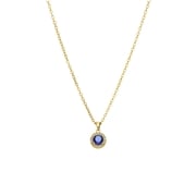 Vintage-Halskette, Edelstahl, vergoldet, mit blauem Zirkonia (1069376)