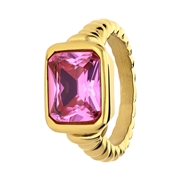 Stalen goldplated vintage ring met roze zirkonia (1069235)