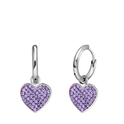 Stalen oorbellen hart met kristal violet (1069824)