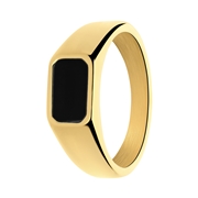 Stalen goldplated ring met zwart agaat (1069233)