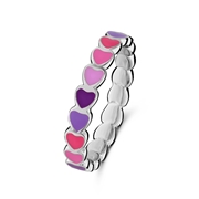 Zilveren ring gekleurde emaille hartjes (1070706)