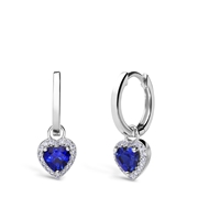 Zilveren oorringen met hanger hart zirkonia blauw (1065563)