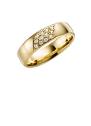 Pfingstrose, gelbgoldener Trauring mit Diamant, 14 Karat, H75 (1006405)