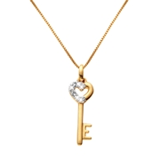 14K Geelgouden ketting met hanger sleutel diamant (1009040)