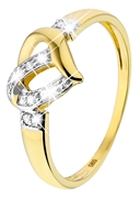 Gelbgoldener Ring in Herzform mit Diamanten (1011243)
