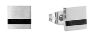 Quadratische Herrenohrringe aus Edelstahl mit schwarzem Detail (1015509)