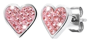 Stalen kinderoorbellen hart met roze kristal (1019511)