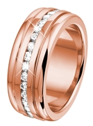 Stalen ring roseplated met zirkonia (1020309)