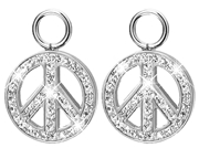 Ohrringanhänger aus Edelstahl mit Kristall, Peace-Zeichen (1022007)