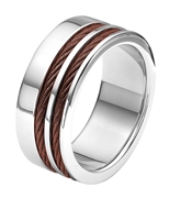 Ring aus Edelstahl mit braunen Kabeln (1026608)