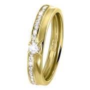 14 karaat geelgouden ring met zirkonia (1028582)