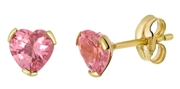 14K geelgouden oorbellen hart roze zirkonia 5mm (1031878)