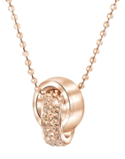 Gerecycled stalen ketting roseplated light peach kristal (1034059)