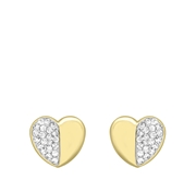 9 Karaat oorknoppen hart met kristal (1034249)