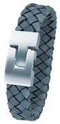 Edelstahl-Herrenarmband mit geflochtenem Leder in Marine (1034902)