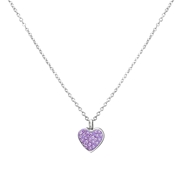 Gerecycled stalen kinderketting hart met violet kristal (1035680)