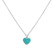Gerecycled stalen kinderketting hart met blauw zirkonia kristal (1035683)