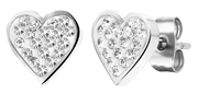 Gerecycleerd stalen kinderoorbellen hart met wit kristal (1035685)