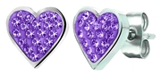 Gerecycled stalen kinderoorbellen hart met amethyst kristal (1035690)