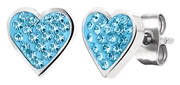 Gerecycled stalen kinderoorbellen hart aqua bohemica kristal (1035695)
