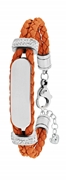 Edelstahl Spritzplatte Armband Leder hellorangefarbene Kristall (1036139)