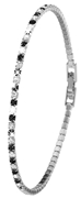 Versilbertes Armband mit jetfarbenen und weißen Kristallen (1036236)