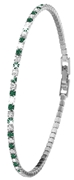 Versilbertes Armband mit Smaragd- und weißen Kristallen (1036240)